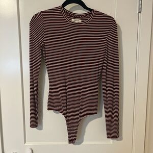 Madewell Burgundy Striped and Black Bodysuit